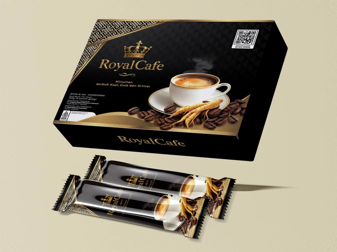 Kemasan Royal Cafe hitam premium